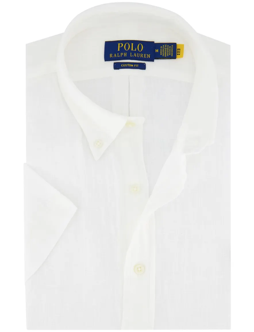 Polo Ralph Lauren Custom Fit overhemd wit linnen effen