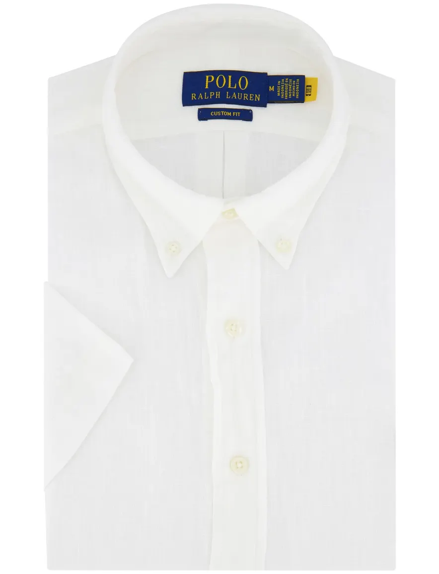 Polo Ralph Lauren Custom Fit overhemd wit linnen effen