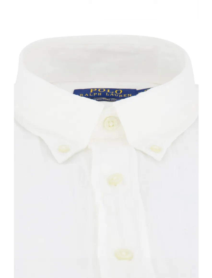 Polo Ralph Lauren Custom Fit overhemd wit linnen effen