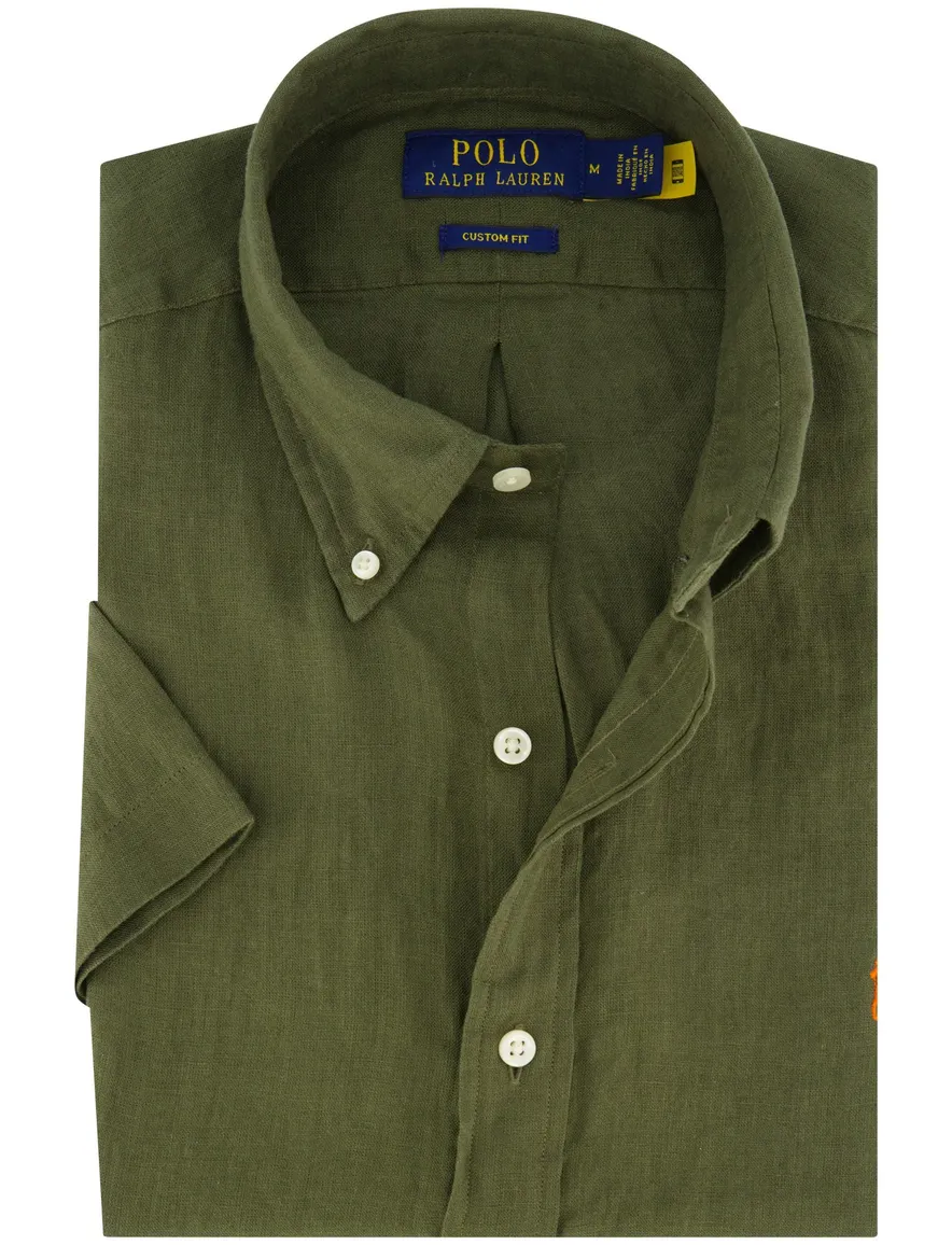 Polo Ralph Lauren overhemd mosgroen Custom Fit