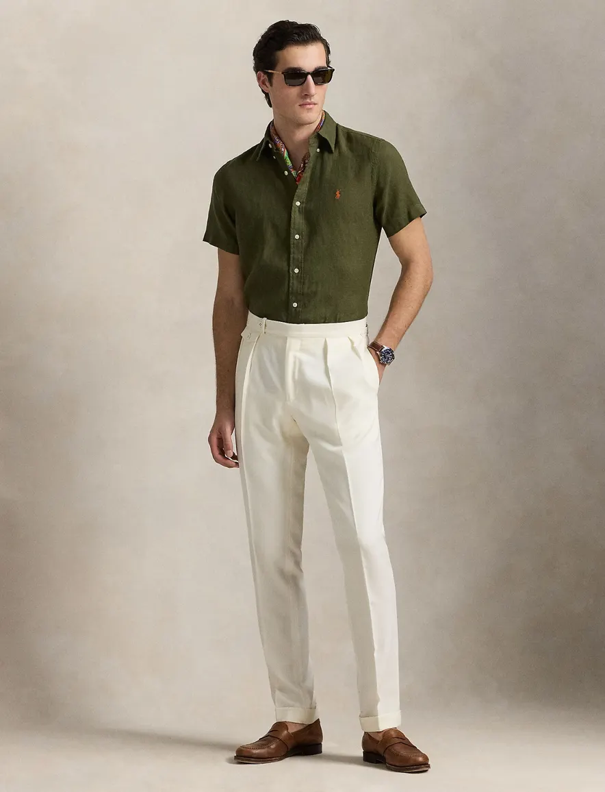 Polo Ralph Lauren overhemd mosgroen Custom Fit