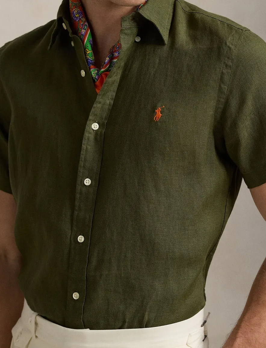 Polo Ralph Lauren overhemd mosgroen Custom Fit