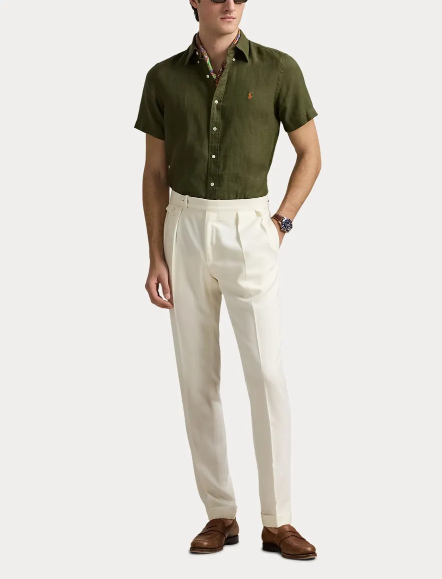 Polo Ralph Lauren overhemd mosgroen Custom Fit