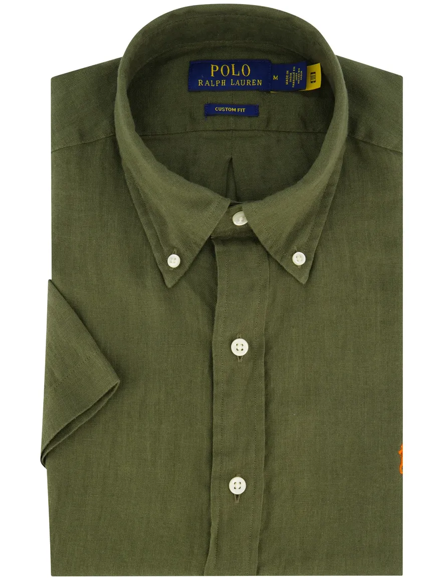 Polo Ralph Lauren overhemd mosgroen Custom Fit