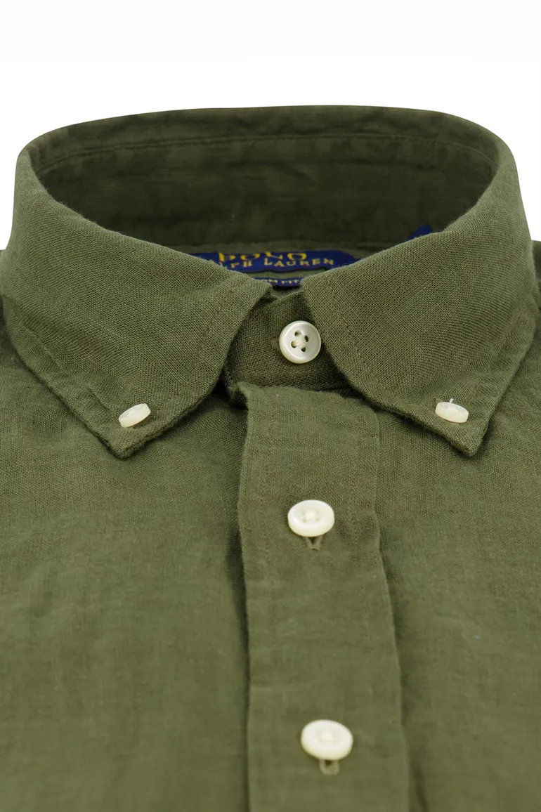 Polo Ralph Lauren overhemd mosgroen Custom Fit