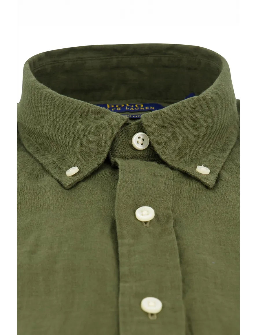 Polo Ralph Lauren overhemd mosgroen Custom Fit