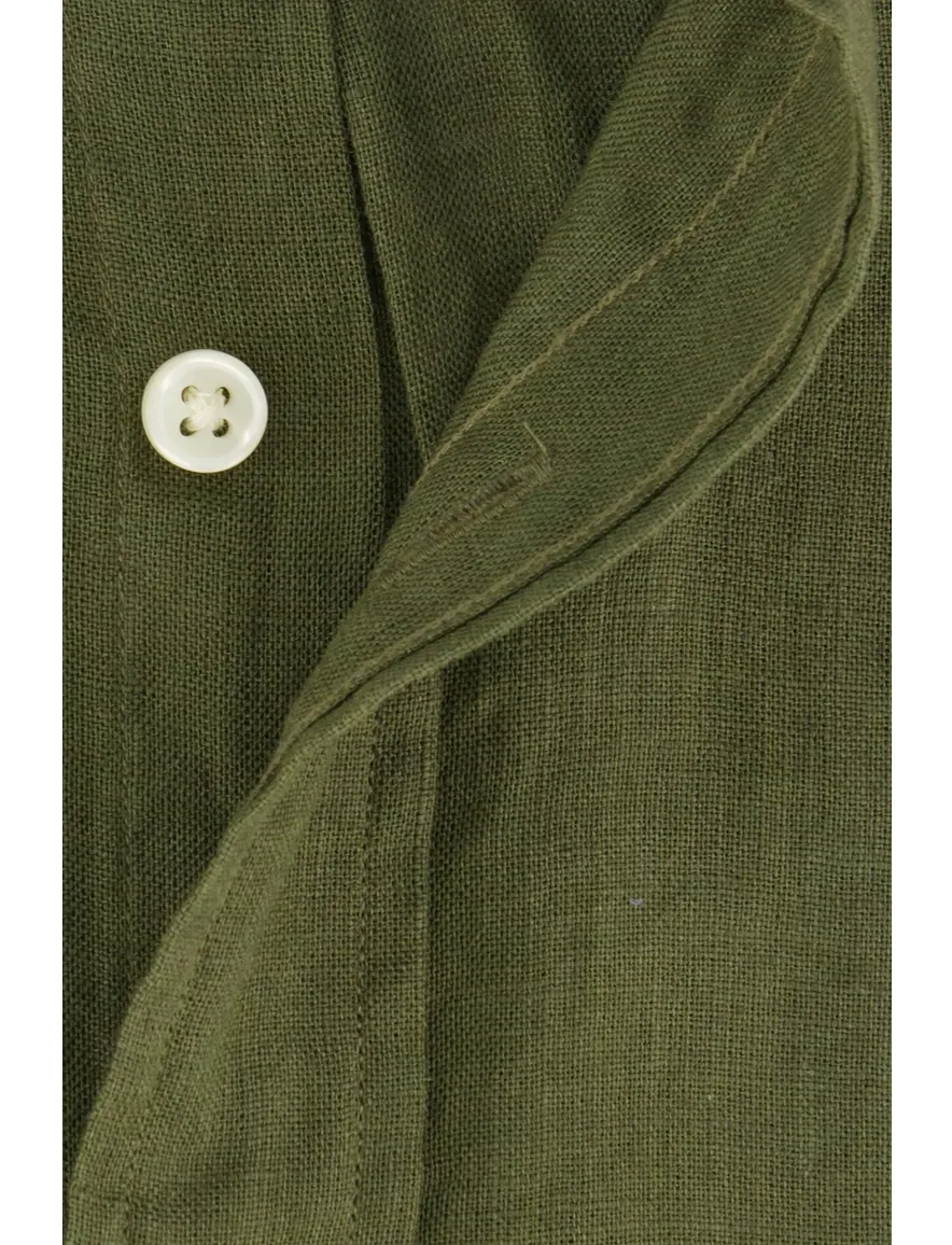 Polo Ralph Lauren overhemd mosgroen Custom Fit linnen
