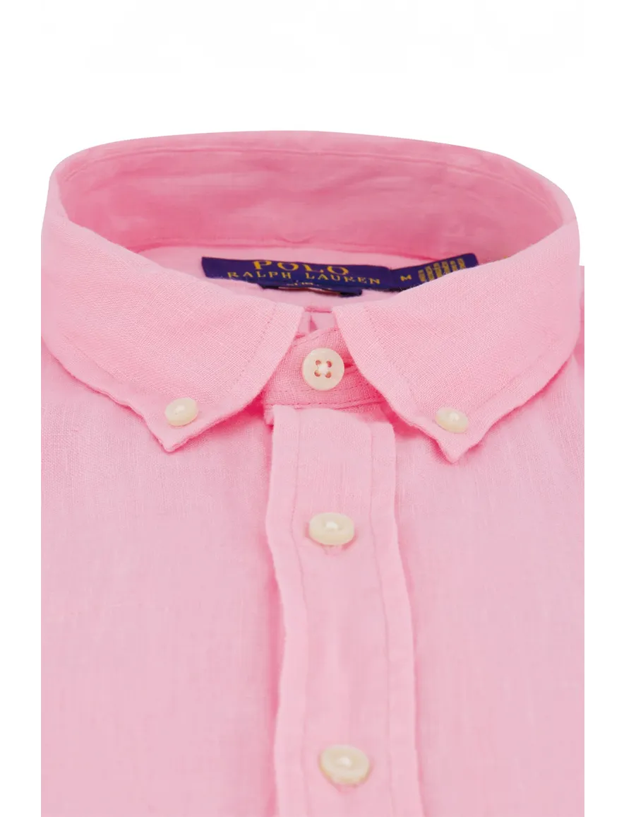 Polo Ralph Lauren overhemd roze linnen lange mouw