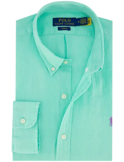 Polo Ralph Lauren Polo Ralph Lauren overhemd truquoise slim fit linnen