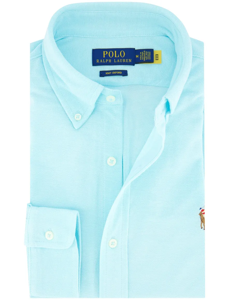 Overhemd Polo Ralph Lauren lichtbla oxford groen