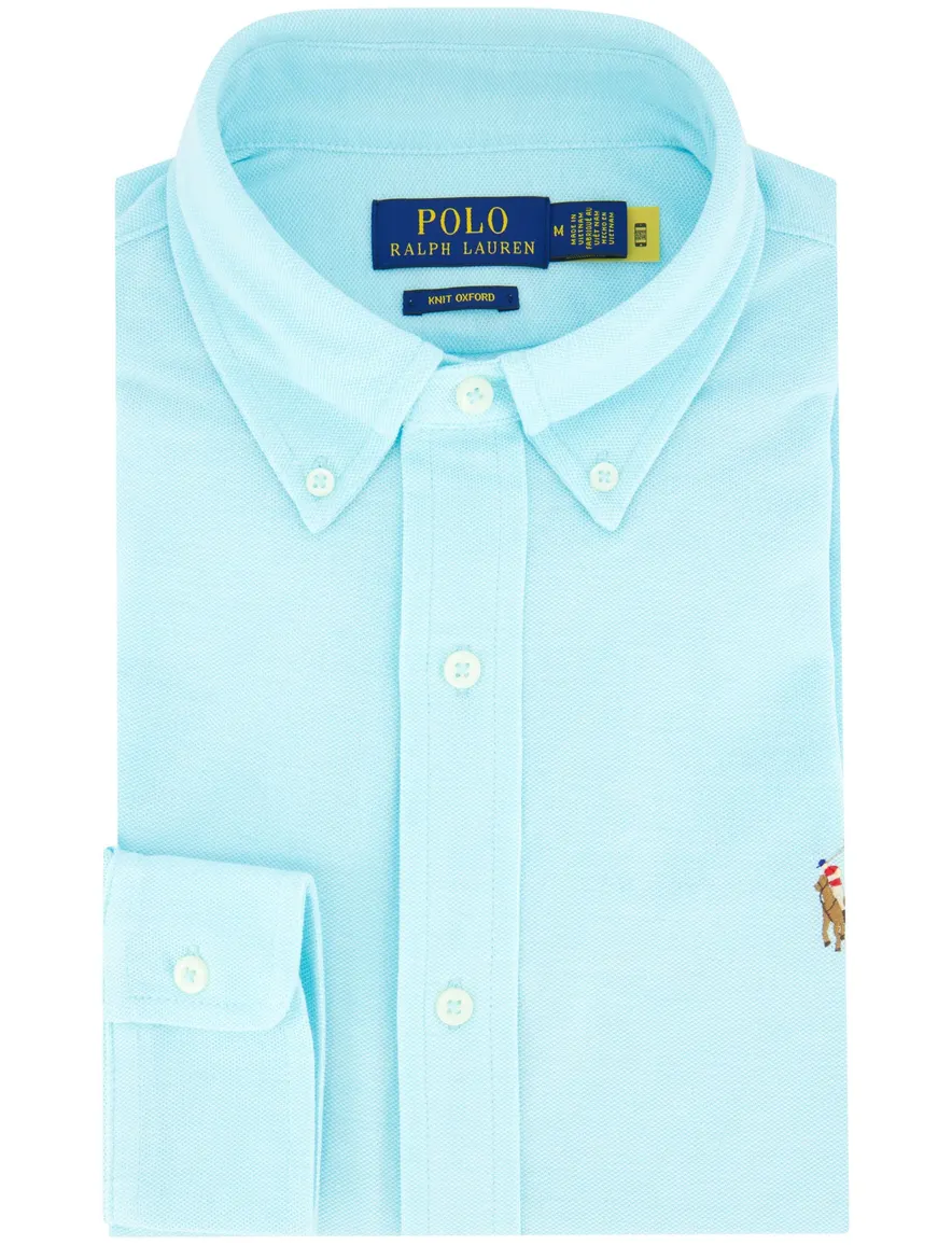 Overhemd Polo Ralph Lauren lichtbla oxford groen