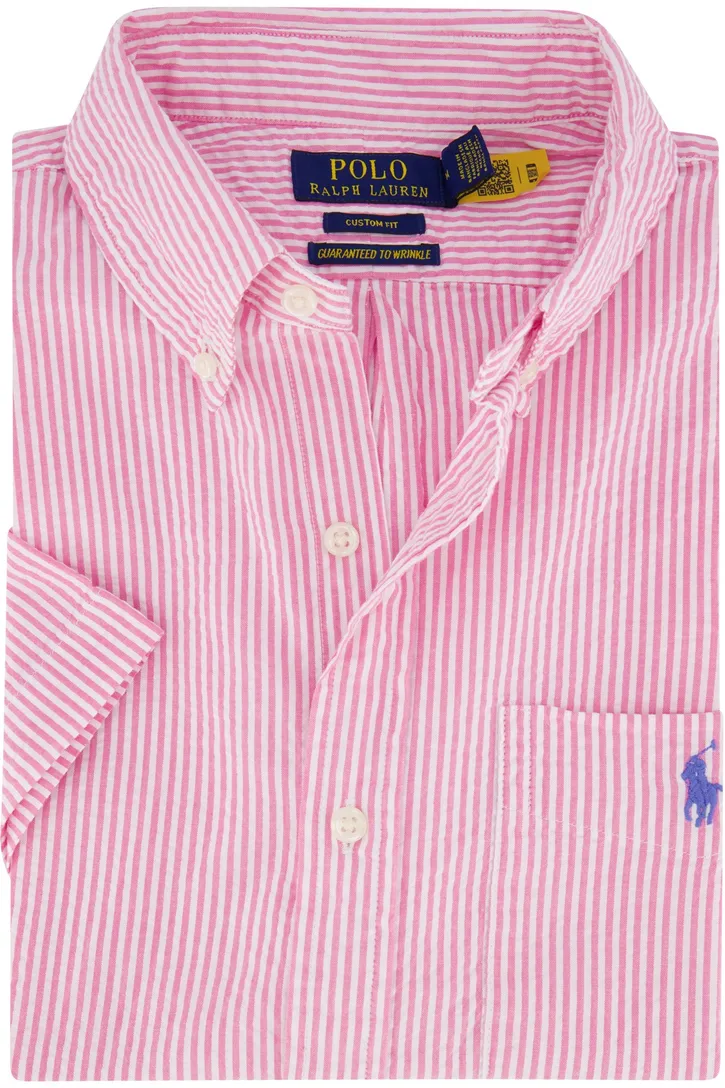 Polo Ralph Lauren overhemd korte mouw roze borstzak
