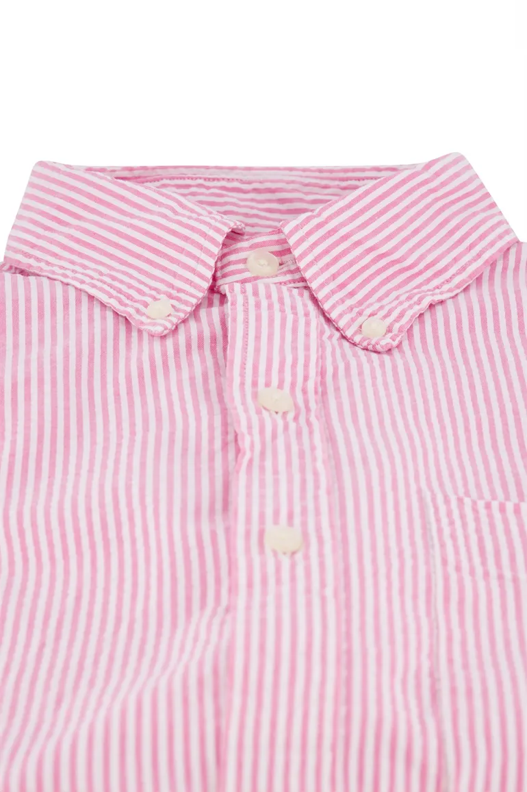 Polo Ralph Lauren overhemd korte mouw roze wit linnen