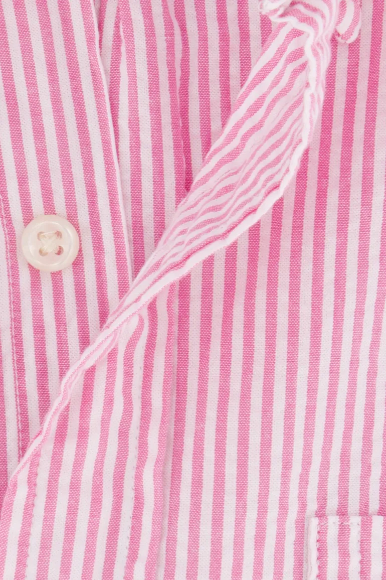 Polo Ralph Lauren overhemd korte mouw roze wit linnen