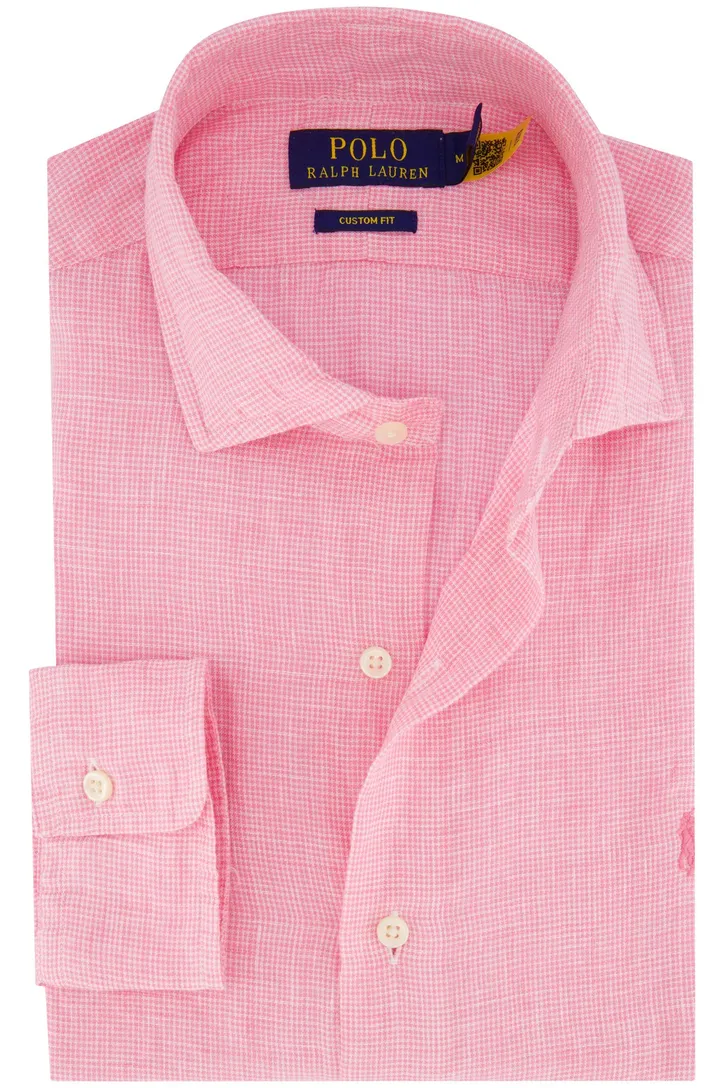 Polo Ralph Lauren overhemd roze linnen wide collar