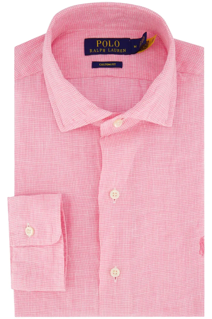 Polo Ralph Lauren overhemd roze linnen wide collar
