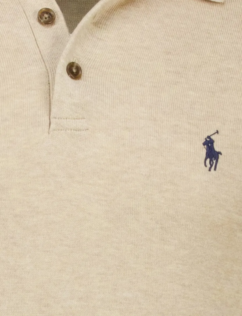 Polo Ralph Lauren knitted polo met boord beige
