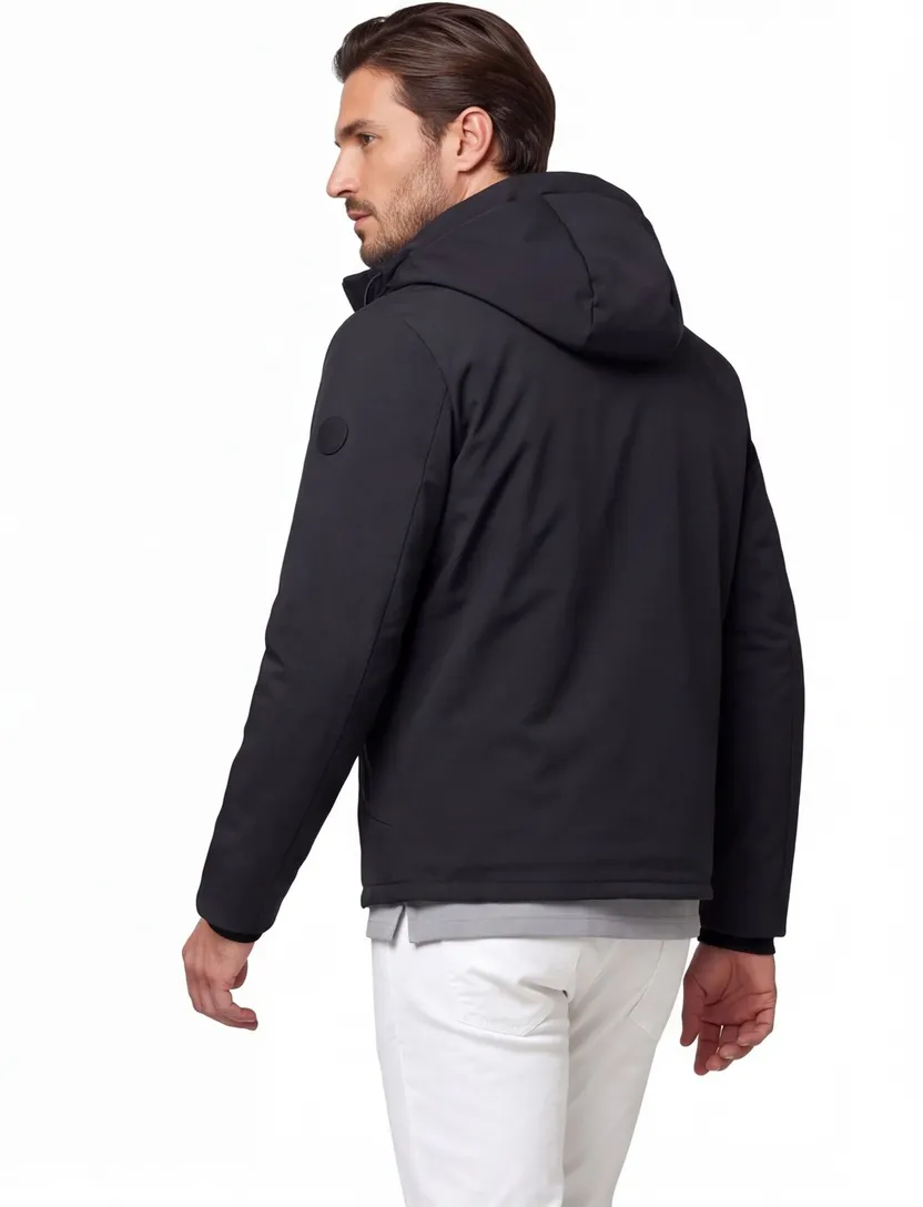 People of Shibuya jack zwart effen Primaloft normale fit
