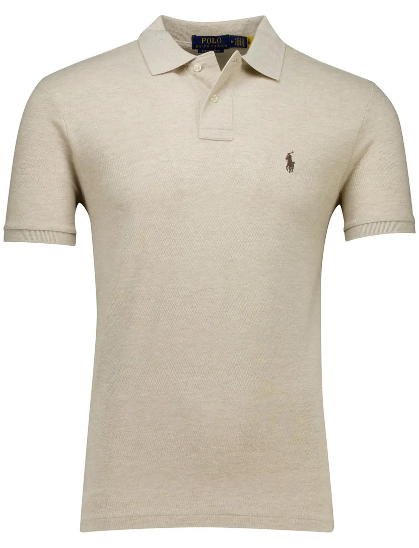 Poloshirt korte mouw Polo Ralph Lauren Custom Slim Fit beige gemêleerd