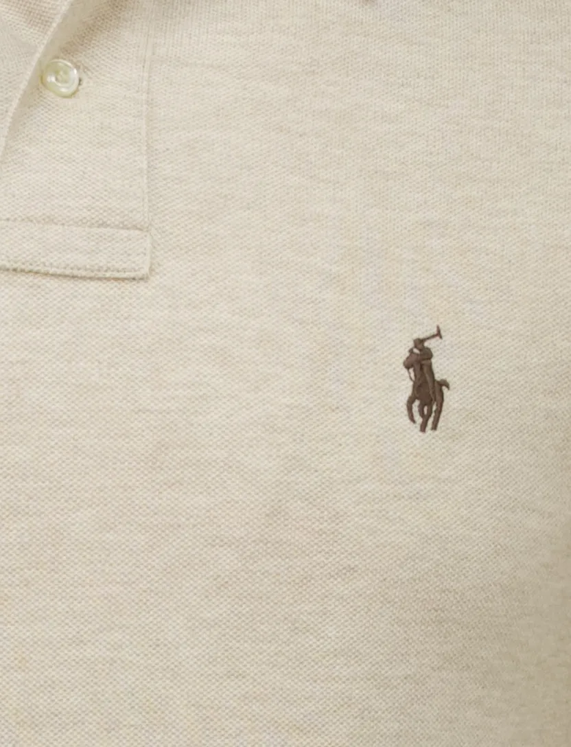 Poloshirt korte mouw Polo Ralph Lauren Custom Slim Fit beige gemêleerd
