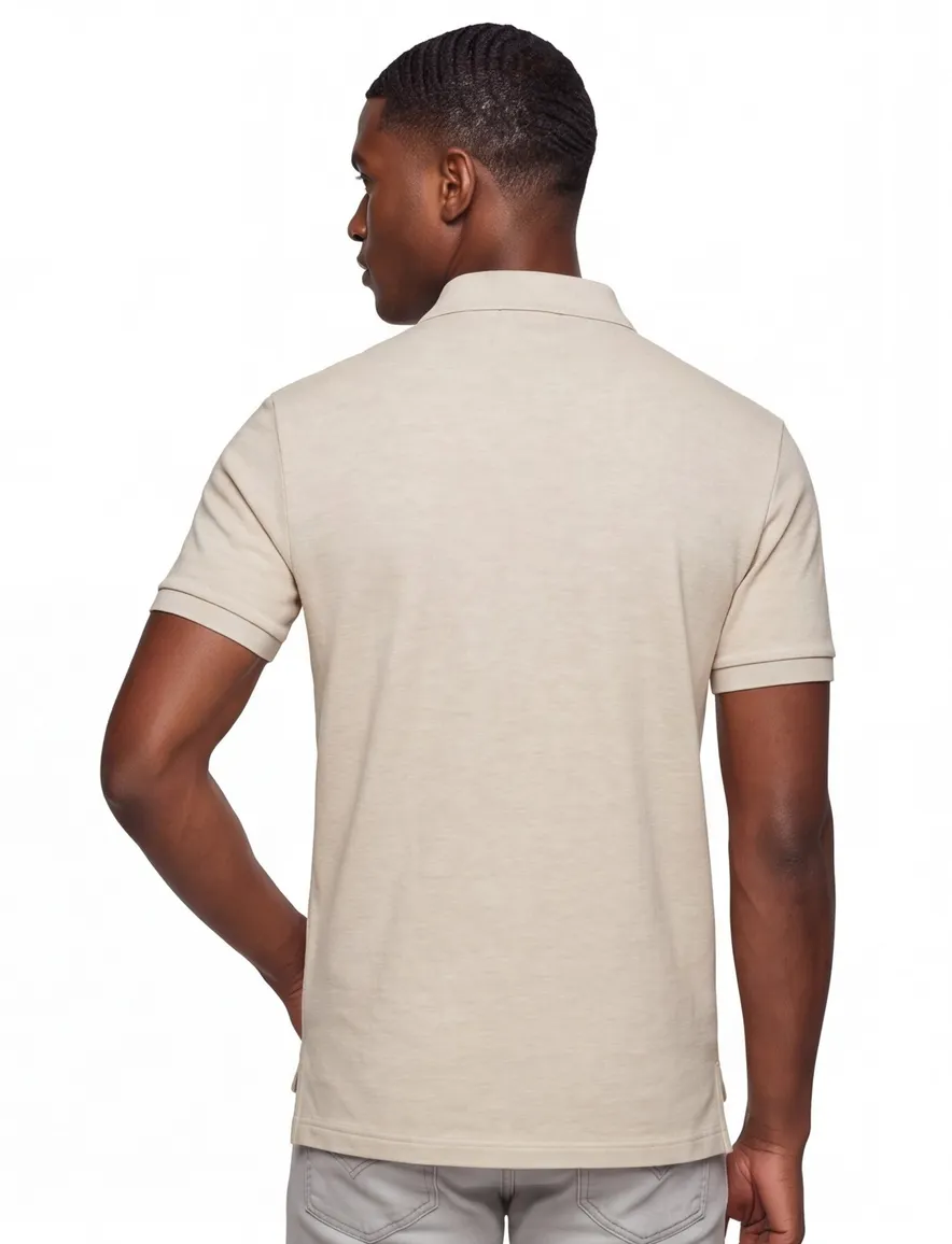 Polo Ralph Lauren Custom Slim Fit poloshirt korte mouw beige katoen