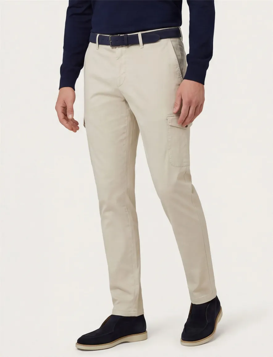 Gardeur Subway cargo creme effen normale fit