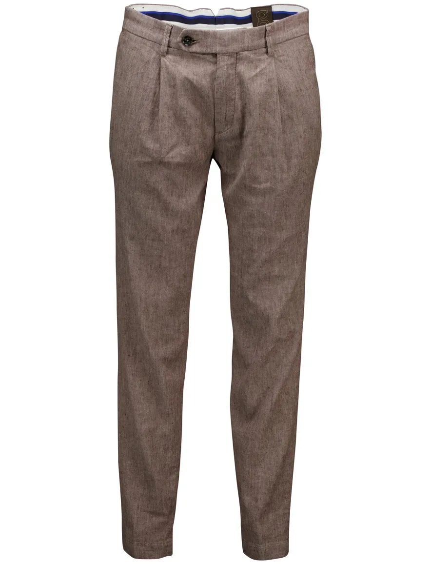 Gardeur Pantalon katoen bruin flatfront gemeleerd