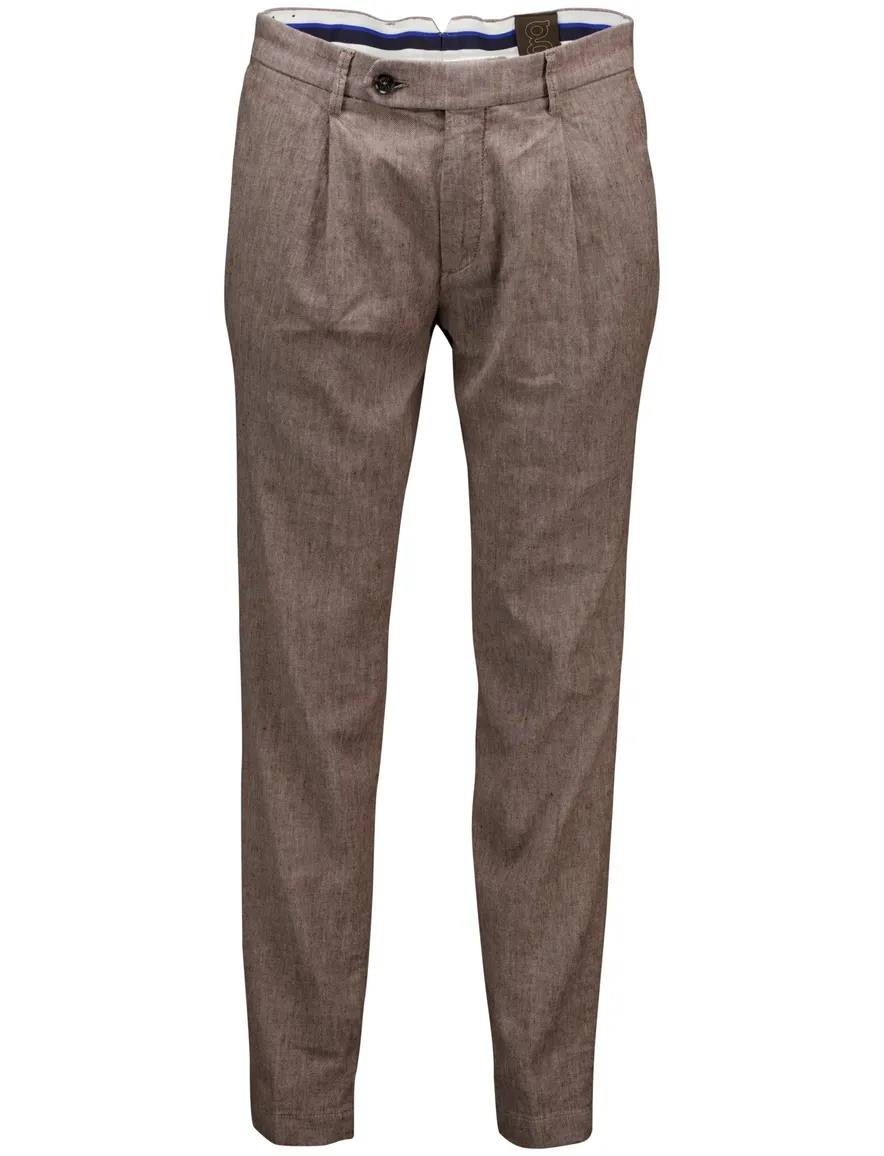 Gardeur Pantalon katoen bruin flatfront
