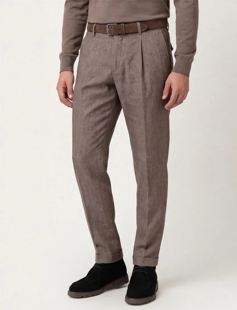 Gardeur Pantalon katoen bruin flatfront effen