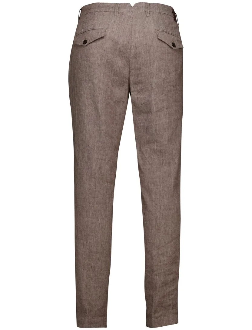 Gardeur Pantalon katoen bruin flatfront effen