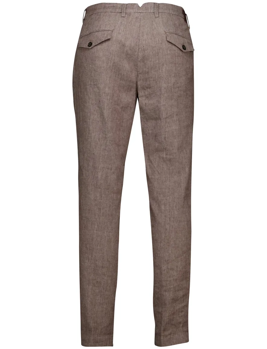 Gardeur Pantalon katoen bruin flatfront gemeleerd