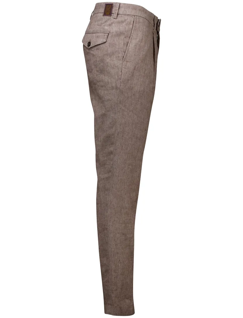 Gardeur Pantalon katoen bruin flatfront effen