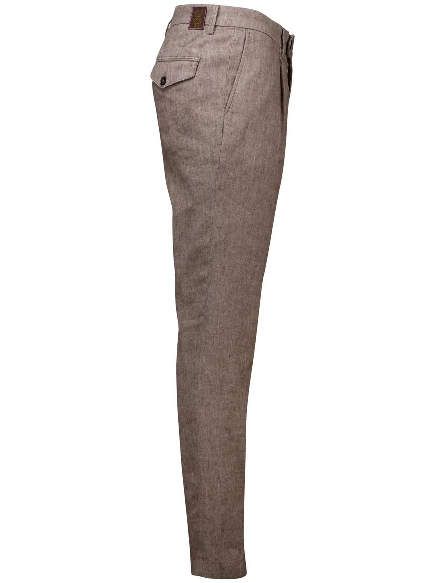 Gardeur Pantalon katoen bruin flatfront gemeleerd