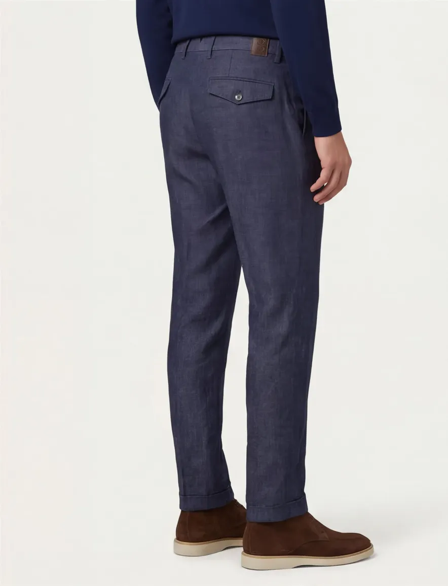 Gardeur Pantalon katoen blauw flatfront