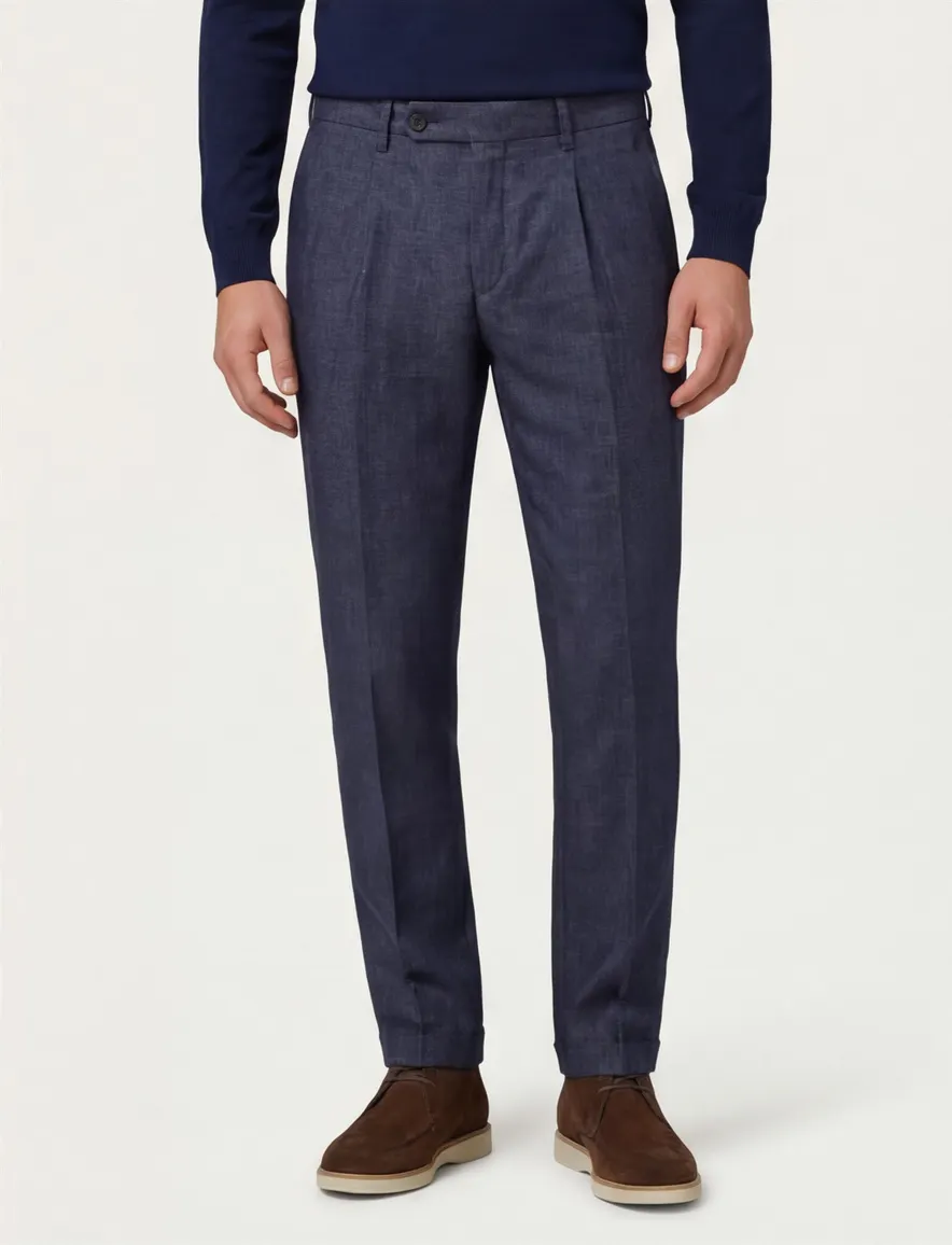 Gardeur Pantalon katoen blauw flatfront