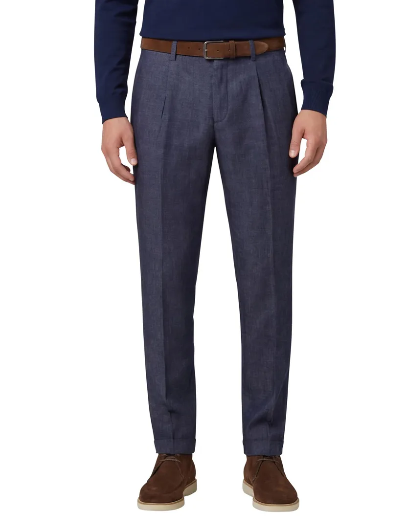 Gardeur Pantalon katoen donkerblauw flatfront katoen