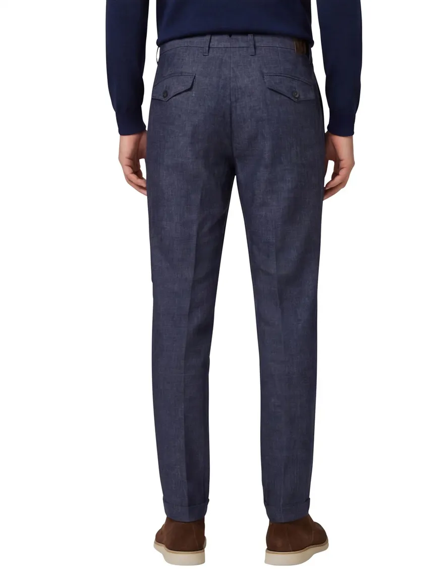 Gardeur Pantalon katoen blauw flatfront