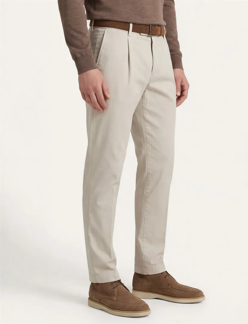 Gardeur Pantalon katoen beige flatfront