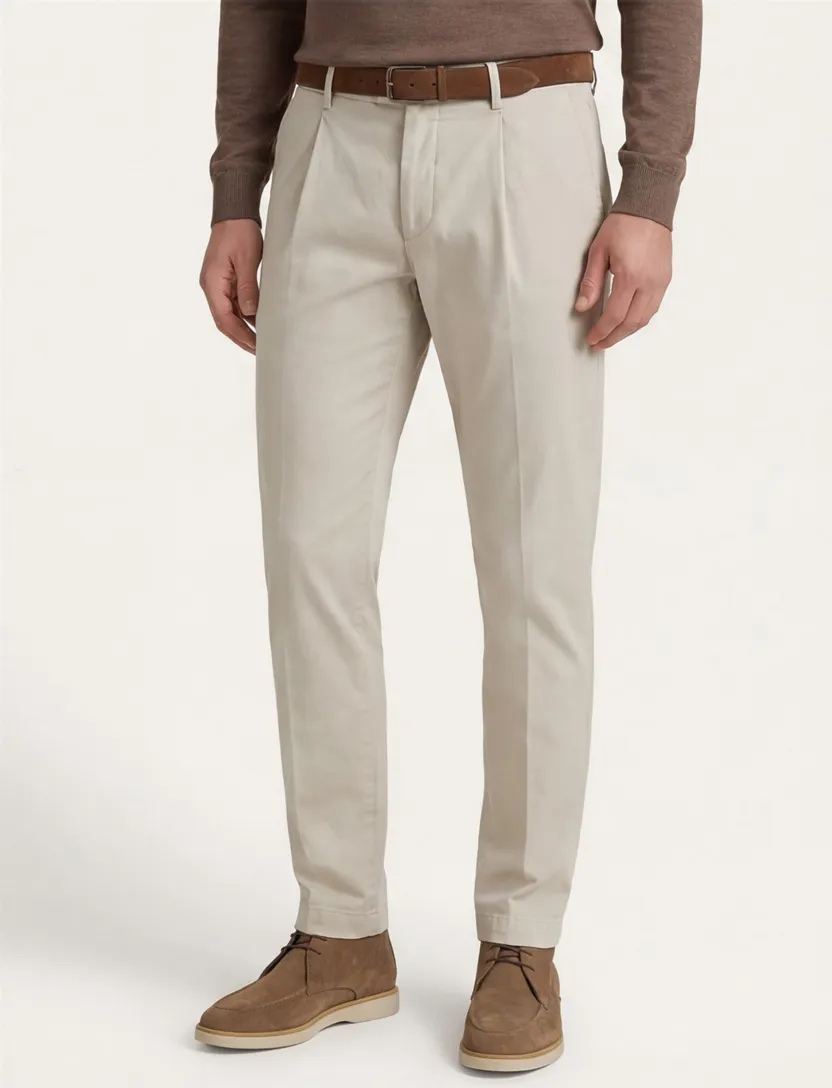 Gardeur Pantalon katoen beige flatfront