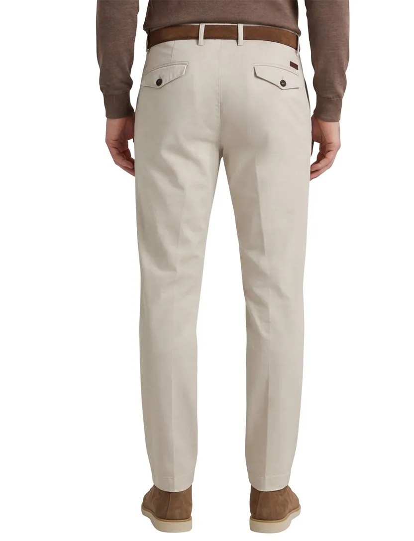 Gardeur Pantalon katoen beige flatfront