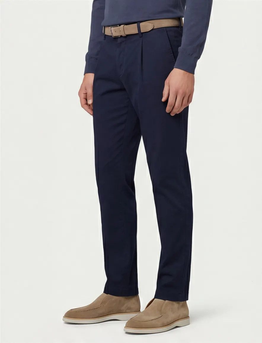 Gardeur Pantalon flatfront donkerblauw katoen