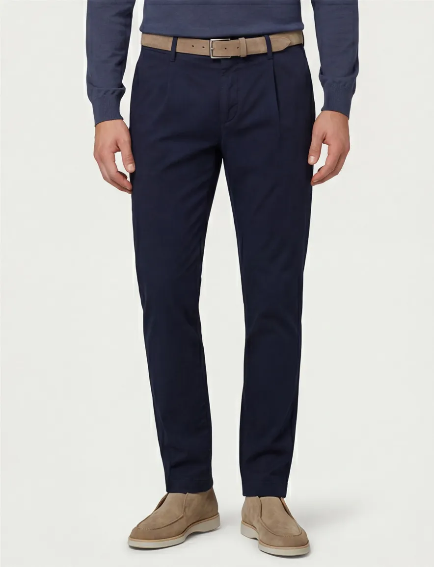 Gardeur Pantalon flatfront donkerblauw katoen