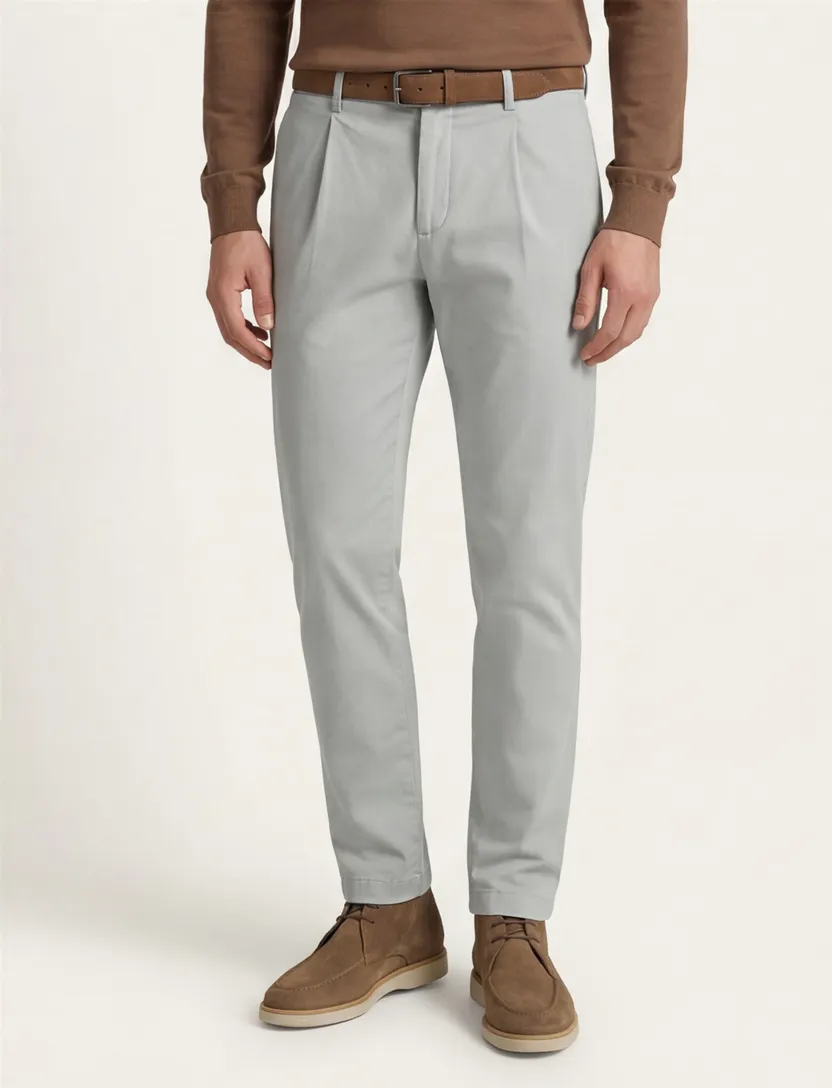 Gardeur Pantalon katoen grijs flatfront effen