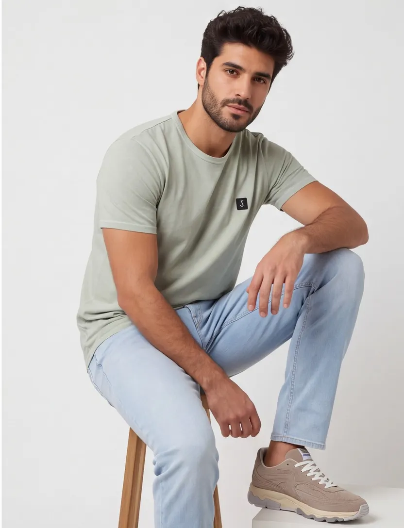 katoenen Butcher of Blue Army T-shirt lichtgroen ronde hals