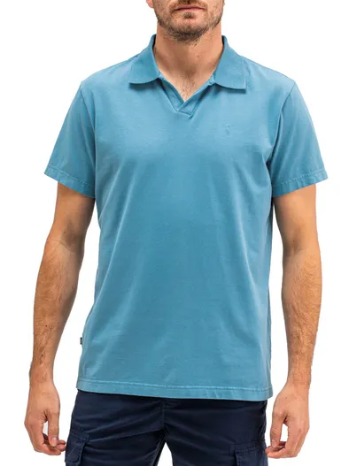 Butcher of Blue Butcher of blue polo v-hals jersey blauw korte mouw