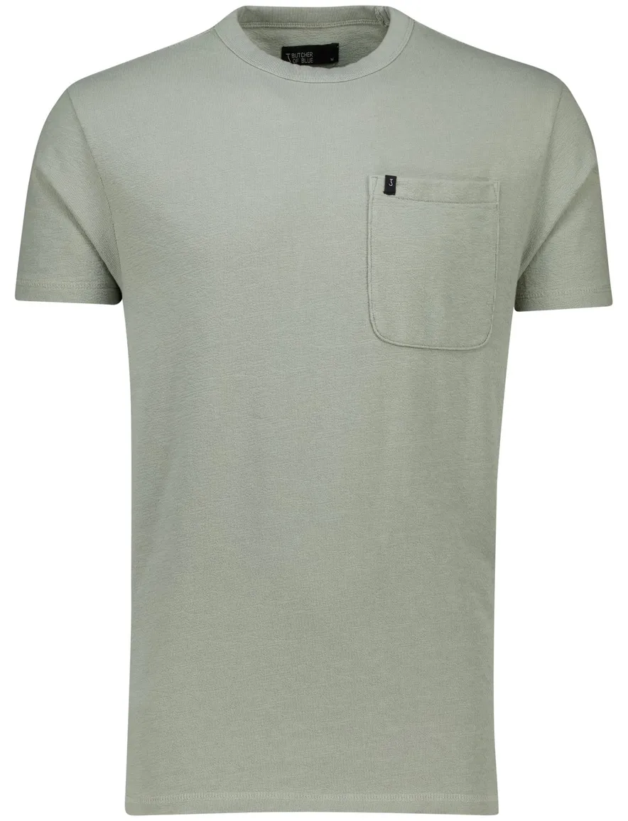 Butcher of Blue T-shirt groen effen katoen normale fit