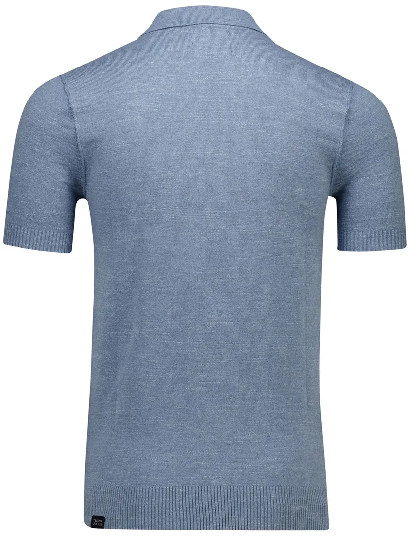 Butcher of Blue Clifden polo blauw katoen 3-knoops