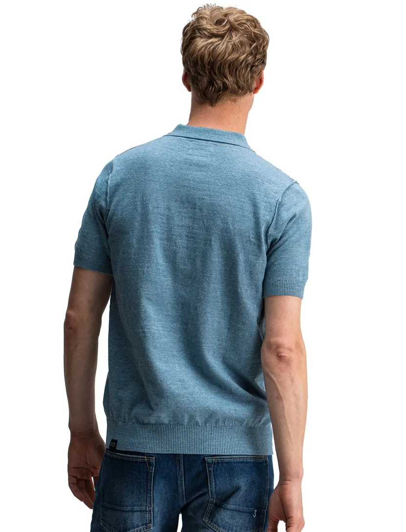 Butcher of Blue Clifden polo blauw katoen 3-knoops
