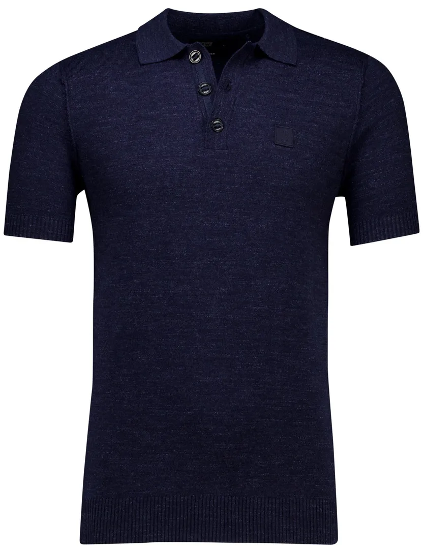 Polo Butcher of Blue Clifden donkerblauw katoen gemeleerd