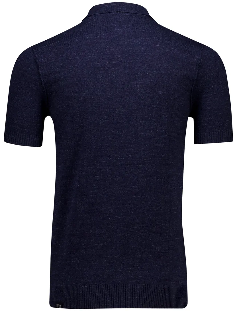Polo Butcher of Blue Clifden donkerblauw katoen gemeleerd
